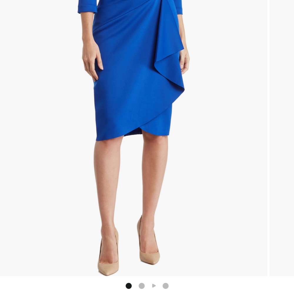Eliza J Blue Wrap Dress Knee-length Asymmetrical